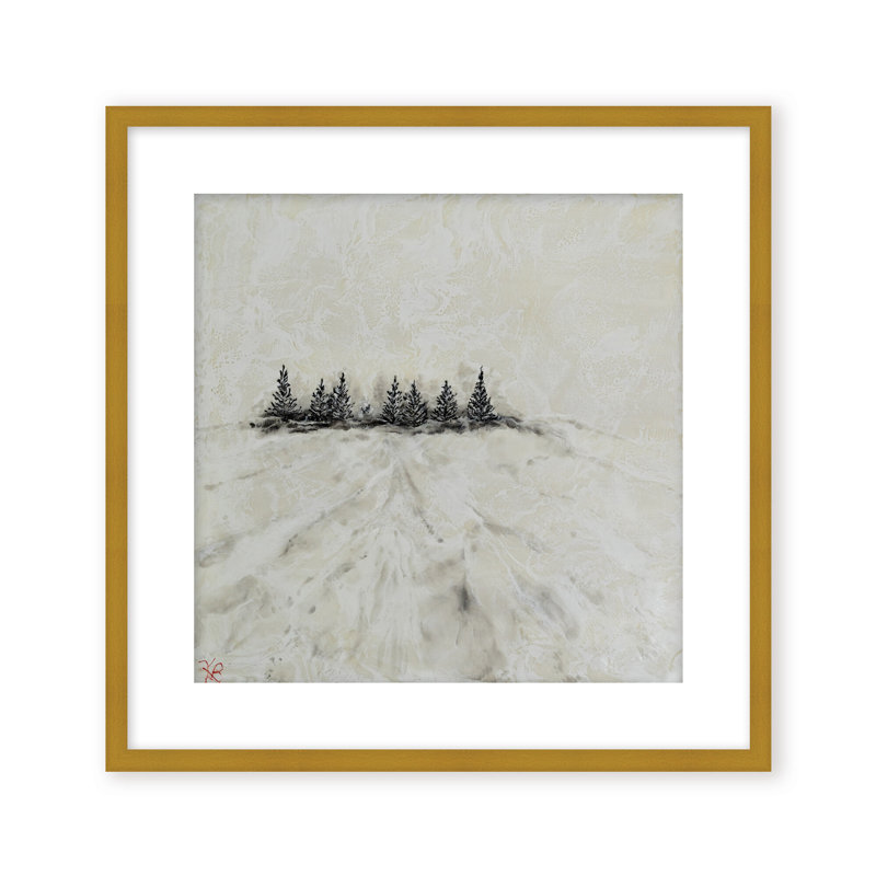 Nature Inspired "Frosted Horizon" Canvas Wall Art By , 12" H x 12" W, Framed Matted Print, Beige