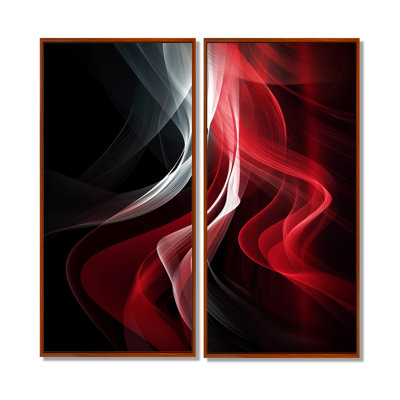 «Red Black Contemplative Abstraction VI - Large Abstract Modern Waves», reproduction d'art sur toile