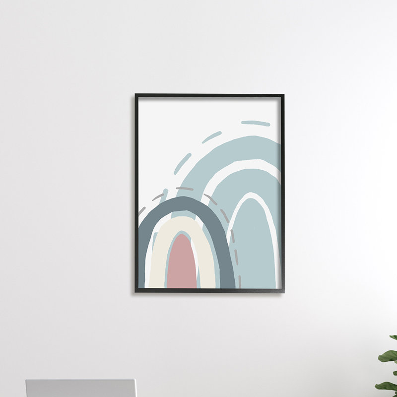 «Blue Double Rainbow Abstract Soft Neutral Sky» par Kali Wilson - Peinture, H 30 po x l 24 po