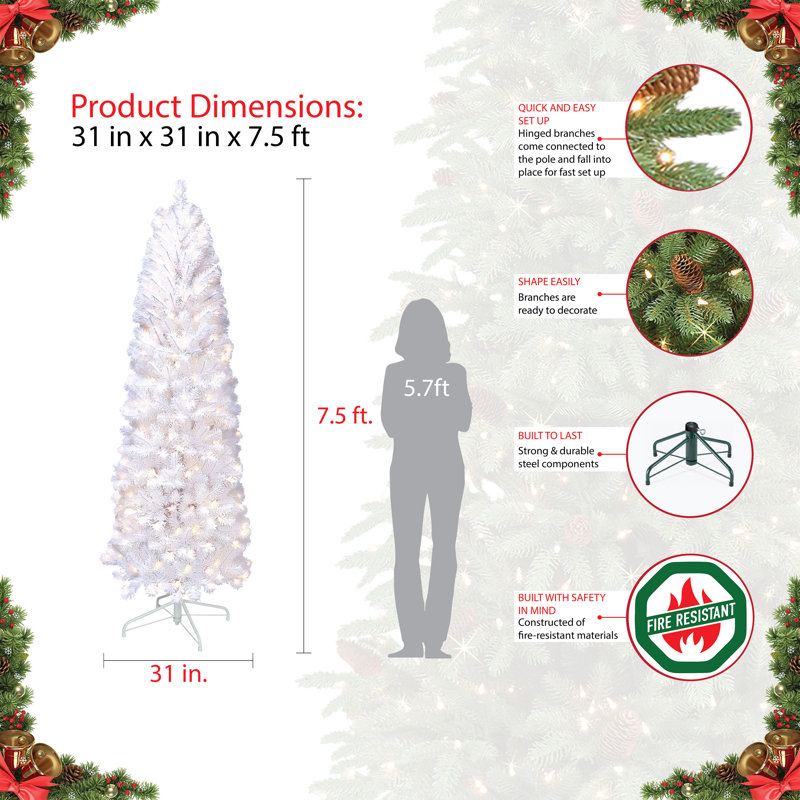 Lighted Fir Christmas Tree, 7.5' H