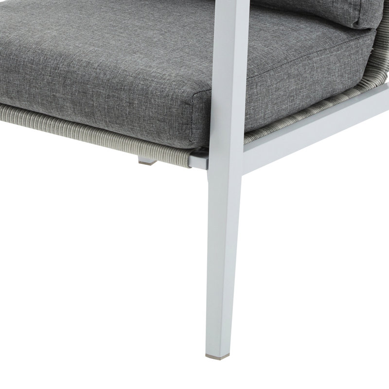 Méridienne confortable en aluminium pour cadre de jardin et de balcon avec coussins de siège, Blanc