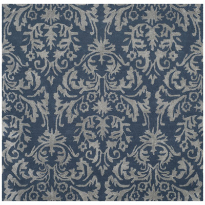 Domingues Hand Tufted Wool/Viscose/Cotton Rug in Navy/Grey