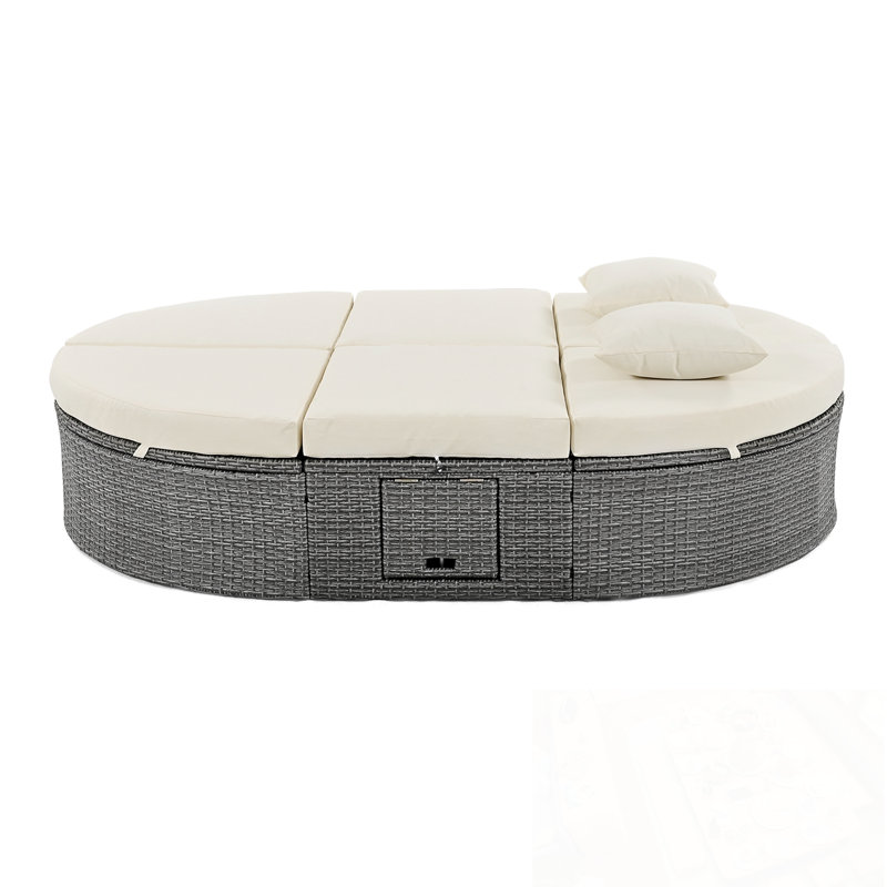 Chaise longue avec coussins et coussins, Beige