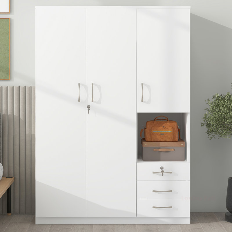 Élégante garde-robe en bois pour chambre à coucher avec options de rangement polyvalentes