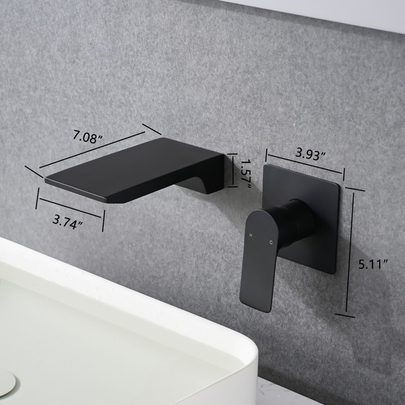 Wall Mount Waterfall Bathtub Faucet, Matte Black