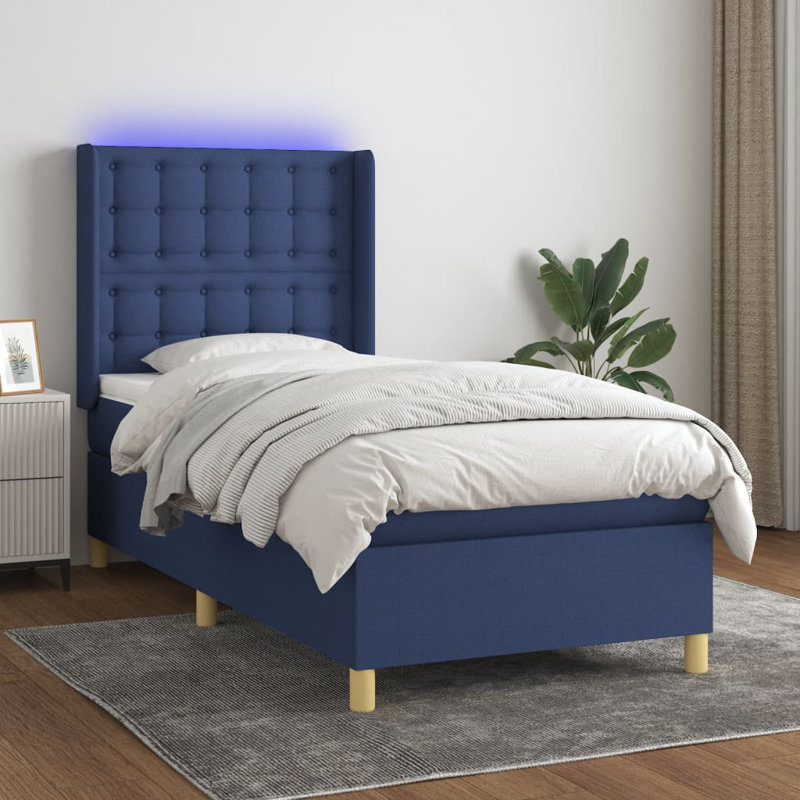 Aniyla Upholstered Fabric Bed, 80 x 200cm, Blue