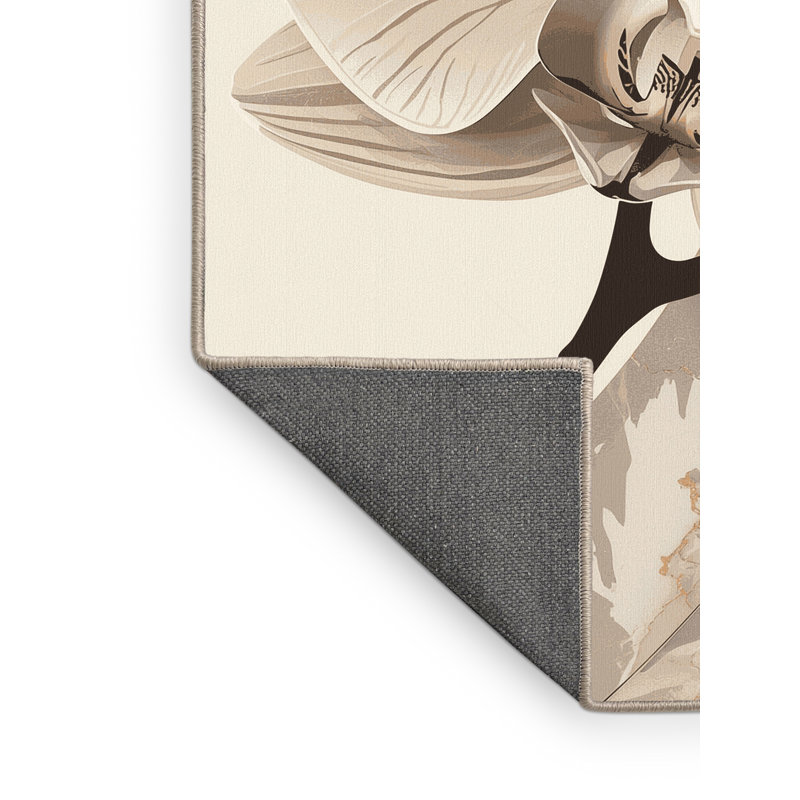 Tapis moelleux moelleux en orchidée douce et luxueuse beige Durso - reliure beige, 7 x 10
