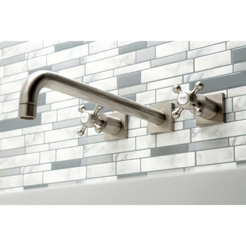 Metropolitan Double Handle Wall Mounted Roman Tub Faucet, Brushed Nickel