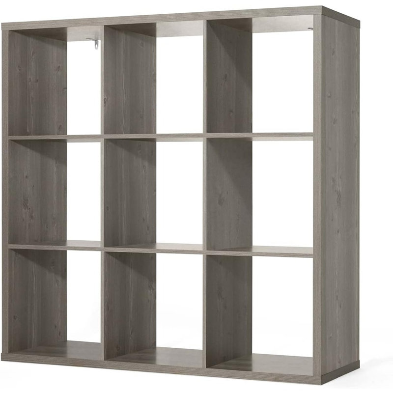 Organisateur de rangement 13 po, diviseur de tablette ouverte avec bords très épais, bibliothèque cubique, chêne gris rustique ou blanc