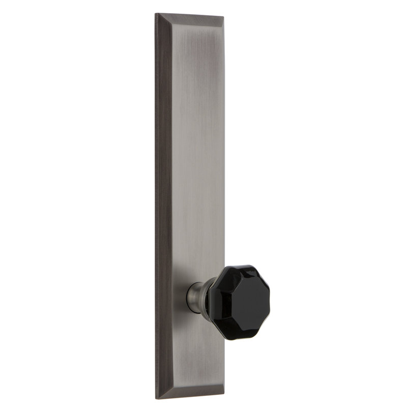 Grandeur Fifth Avenue Tall Plate Single Dummy with Lyon Door Knob, Antique Pewter