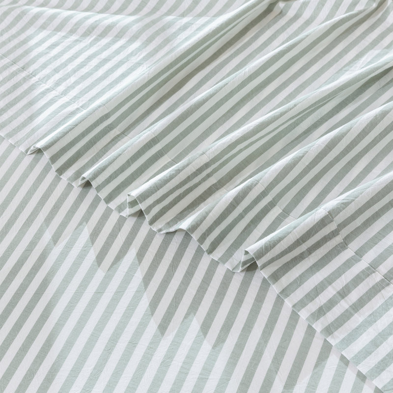 Ensemble de draps 100% coton lavé MooMee, Ensemble de draps pour grand lit avec 2 taies d'or