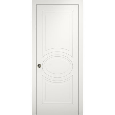 Porte blanche à panneau coulissant en bois manufacturé Mela