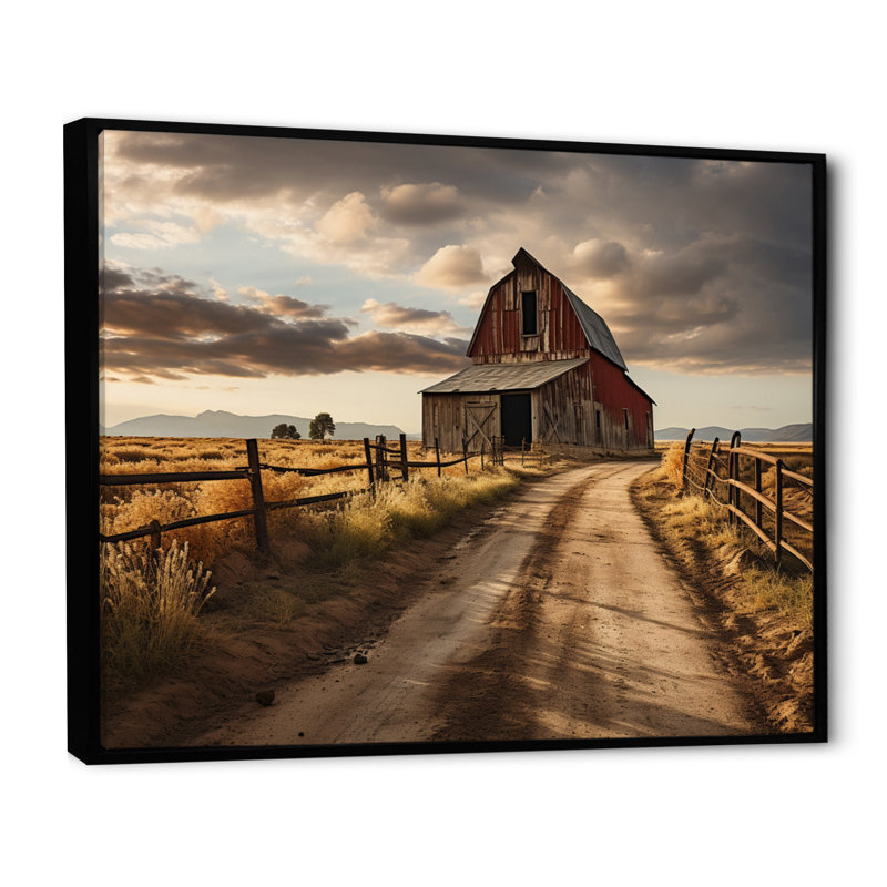 «Bentlei Barns Rustic Charm II», art mural granges, H 30 po x l 40 po x P 1,5 po, Cadre flottant noir