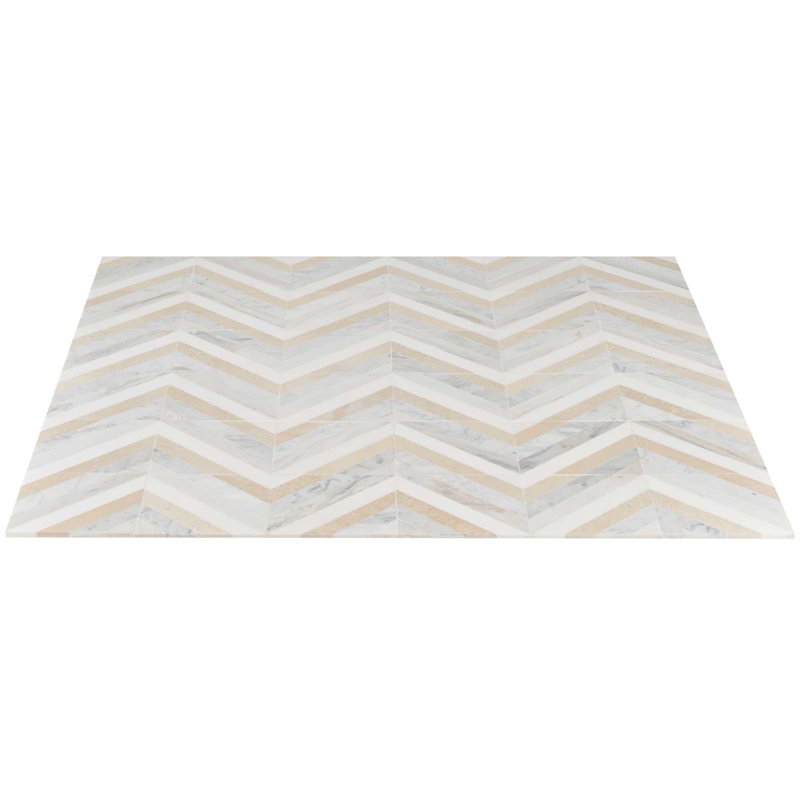 Bowery 8x8 Chevron Polished Marble Mosaic Tile
