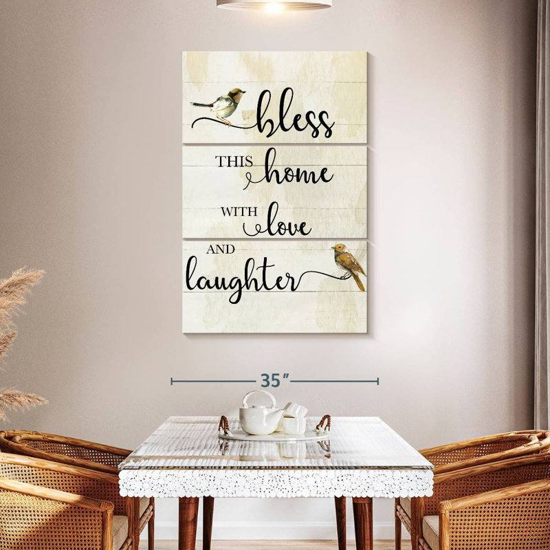 Plaque murale «Bless This Home Songbirds», H 50 po x l 32 po
