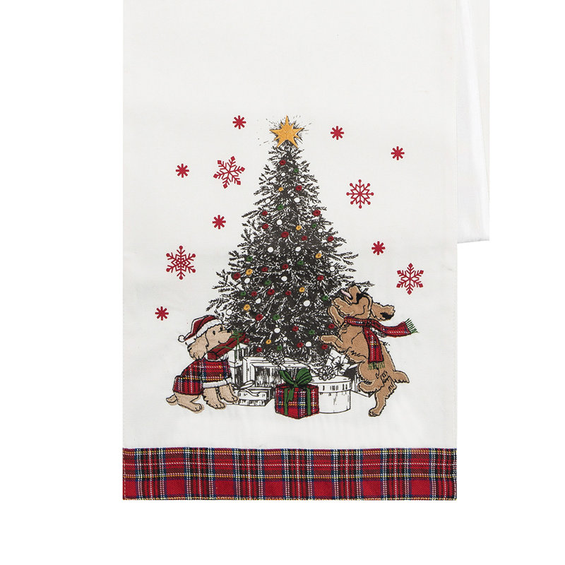Festive Dogs Christmas Cotton and Polyester Table Runner