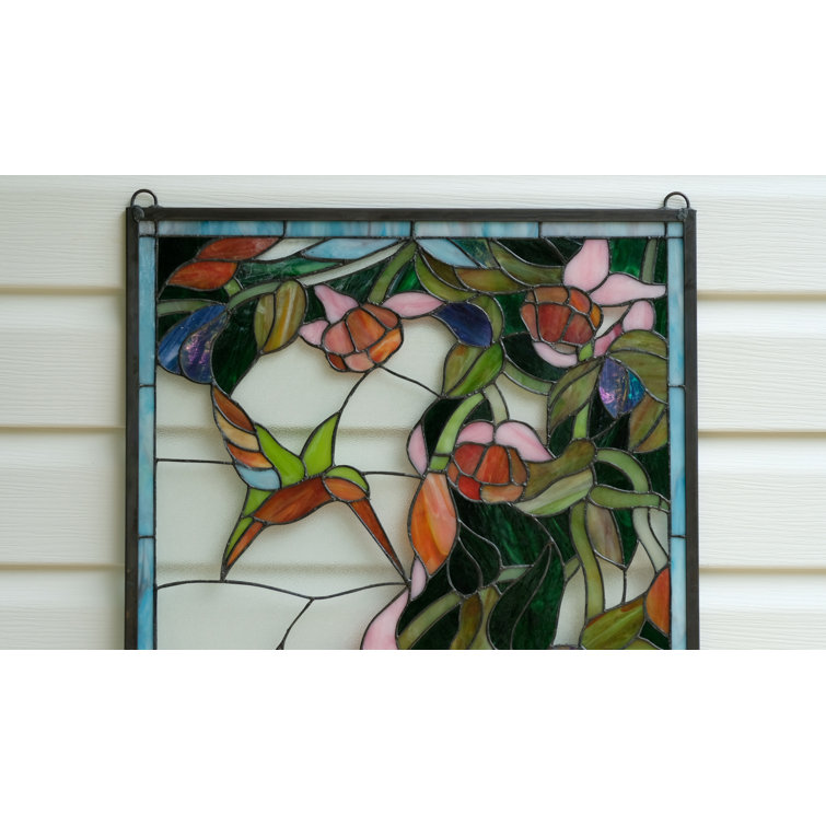 Lot - Belcher Mosaic Glass Co. Two-Part Floral Window with Birds