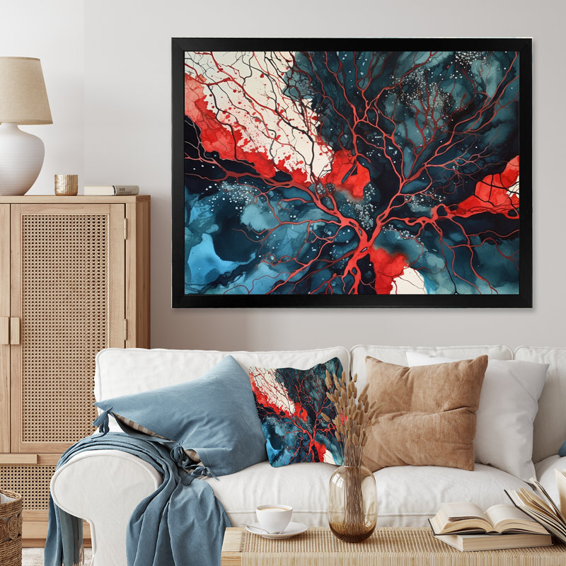 Encre liquide Bodenhamer Blue Red Captivating III, Cadre photo noir, H 12 po x l 20 po x P 1 po