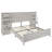  Louby Farmhouse Full Platform Bed With Headboard, Bookshelves, Charging Station and Drawers, White-883258396-882924980