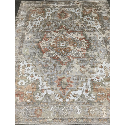 Tapis gris noué à la main