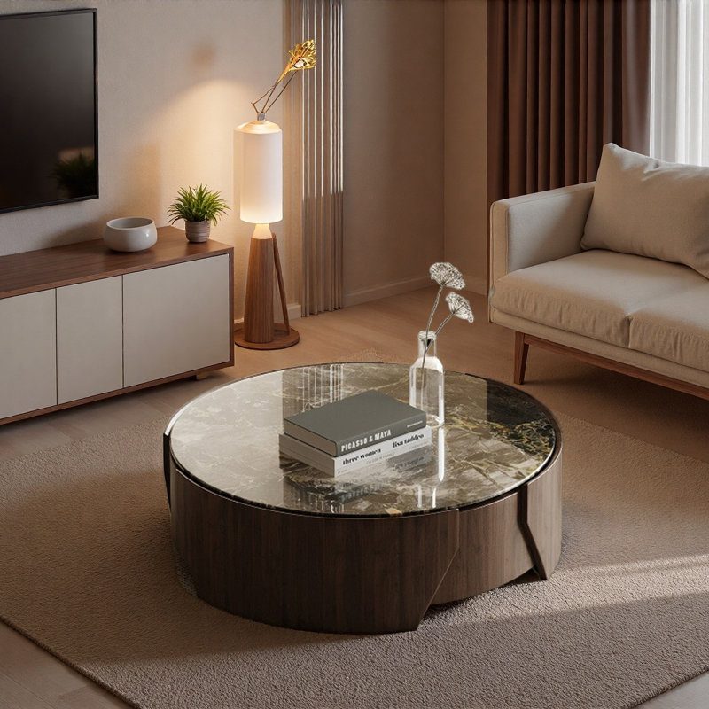 Italian Minimalist Rockboard Coffee Table, 11.8" H x 31.5" L x 31.5" W