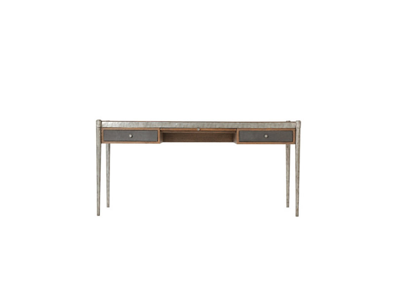 Echo Oak Parquetry Desk with Leather Writing Surface and Drawers