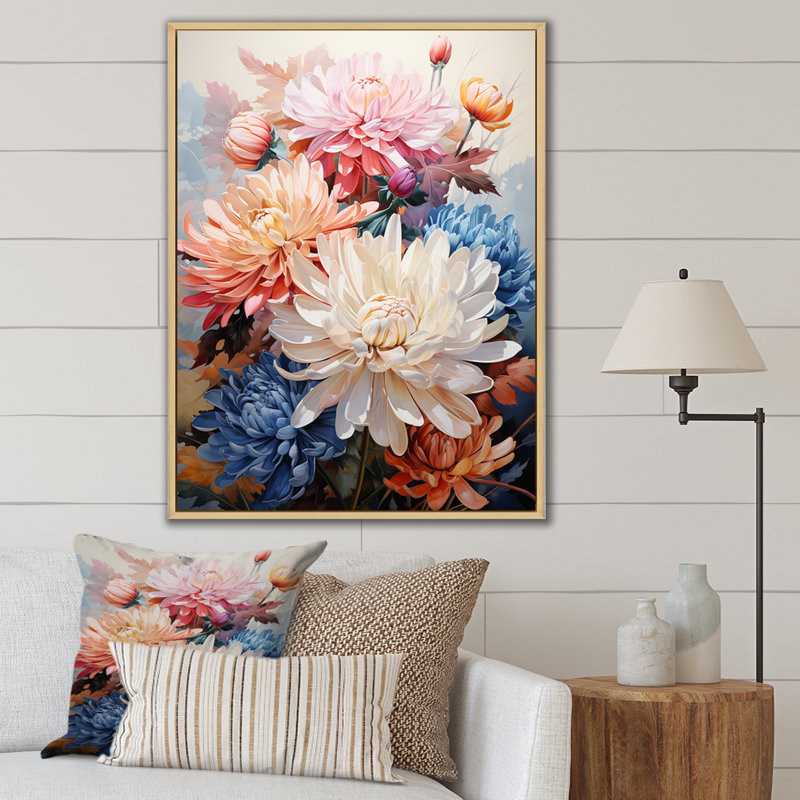 Représentation des mamans euaristes, acrylique multicolore I, Cadre naturel flottant, H 44 po x l 34 po x P 1,5 po