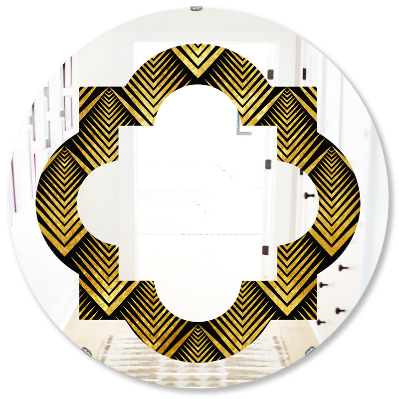 Miroir mural art déco sceau quadrilobe éclectique, H 31,5 po x l po