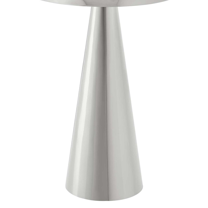 Nickel Round Metal Pedestal Side Table with Storage