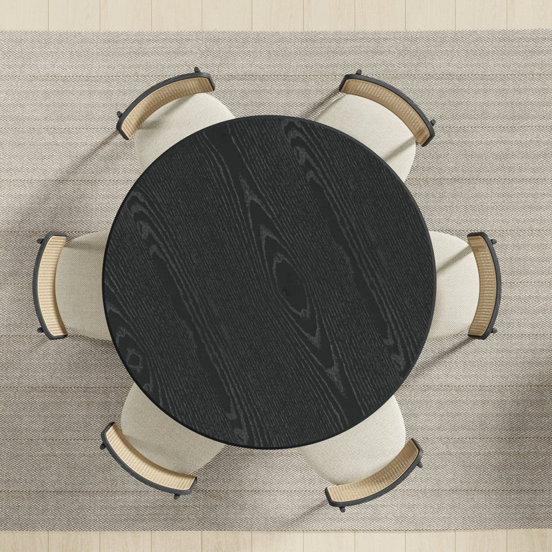 Table de salle à manger en bois massif, H 30 po x L 52 po x l 52 po, Noir, noir, noir, noir