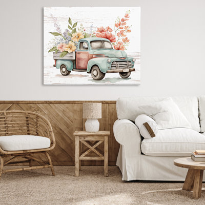 Flower Blossom Truck Canvas Wall Art by Lettered and Lined