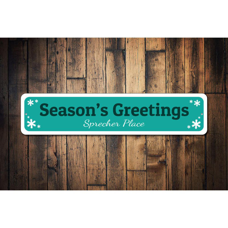 Plaque en aluminium Season's Greetings, H 4 po x l 18 po x P 0,04 po