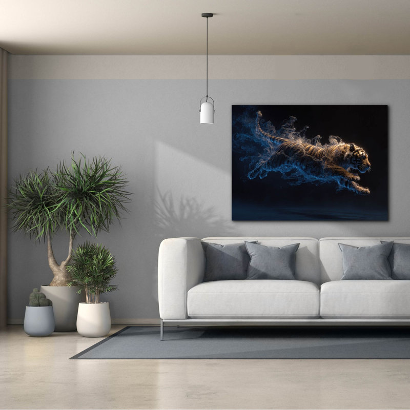 «Tiger Profondeurs» par Ann Klee, art mural sur toile, 54 po x 40 po, H 40 po x l 54 po