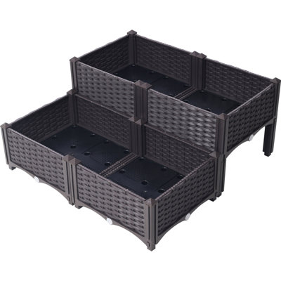 4 Piece Raised Garden Bed With Legs, Self-Watering Planter Box Raised Bed To Grow Flowers, Herbs & Vegetables