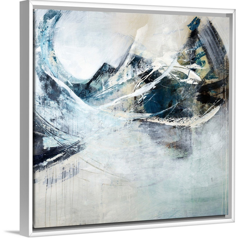 « incurvés activities ii », peinture sur toile, Cadre flottant blanc, H 13,7 po x l 13,7 po x P 1,75 po