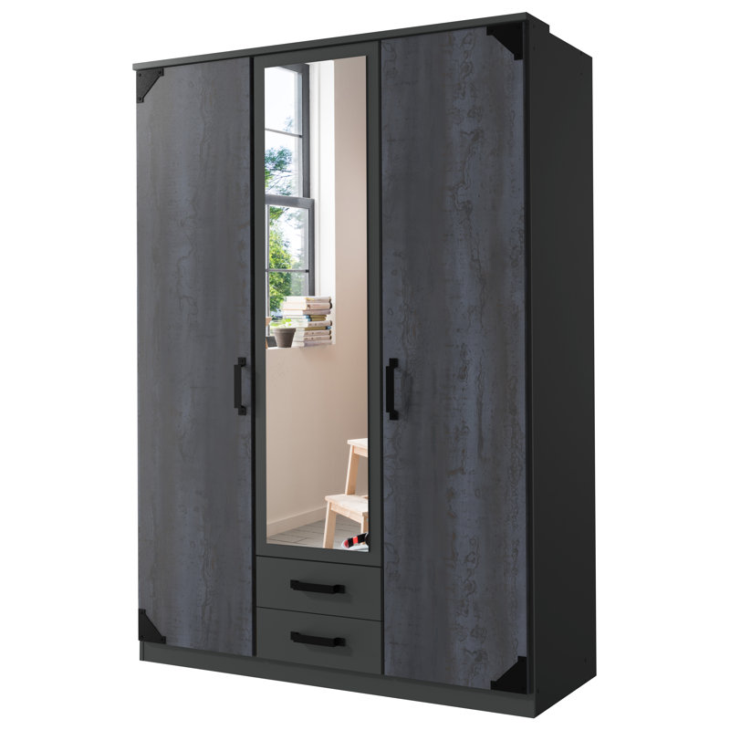 Fairley 3 Door Manufactured Wood Wardrobe, Graphite