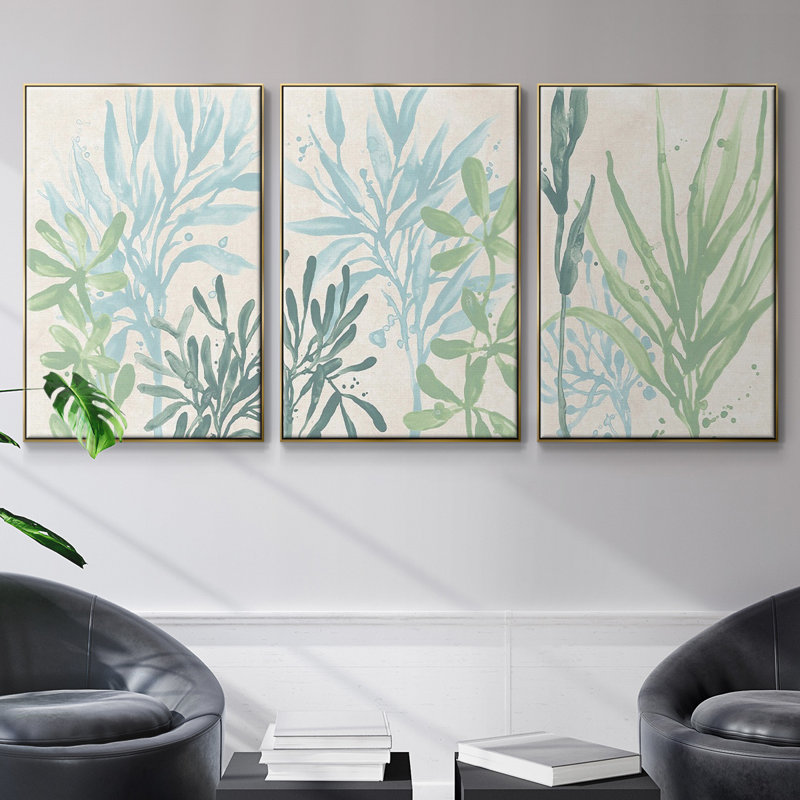" Swaying Seagrass I " 3 - Pieces, H 24 po x l 48 po x P 2 po, Or