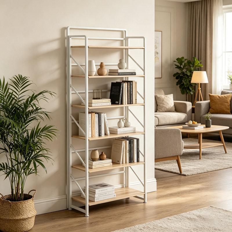 Bibliothèque pliante en bois 6 niveaux, Chêne
