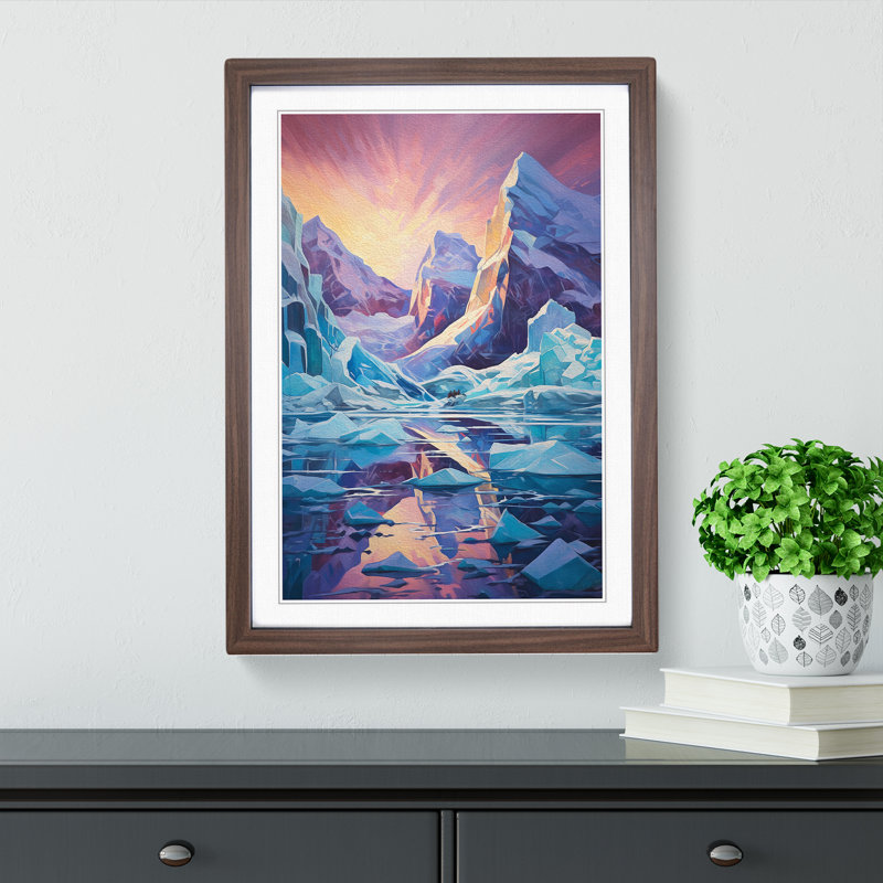 Glacier Futurism No.2 - Framed Print, Walnut, 46cm H x 34cm W x 2cm D