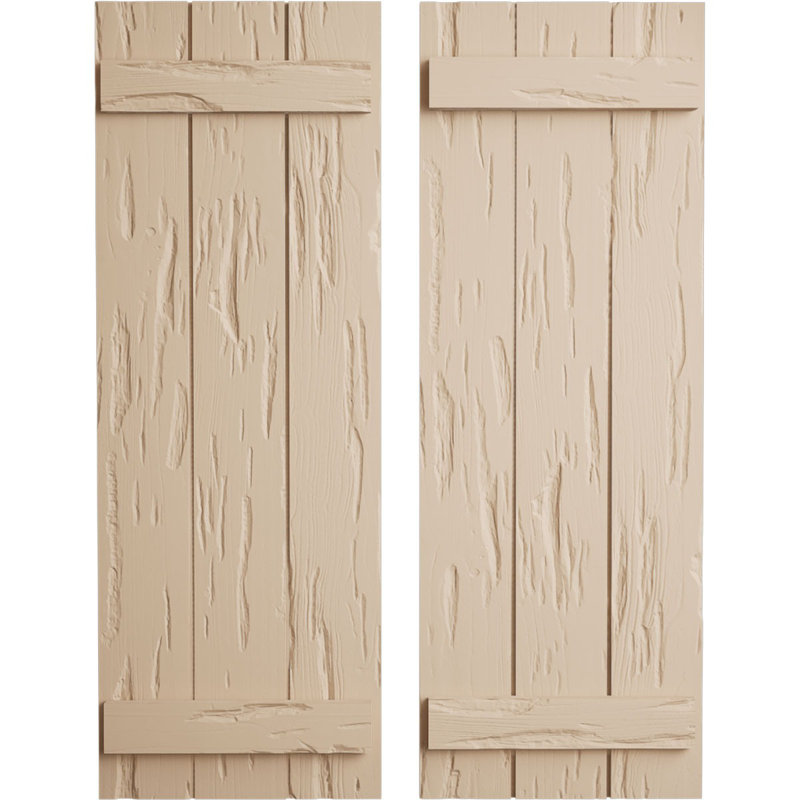Volets en faux bois rustique à planche et nouettes (par paire), H 54 po x l 16,5 po x P 1 po, 16"