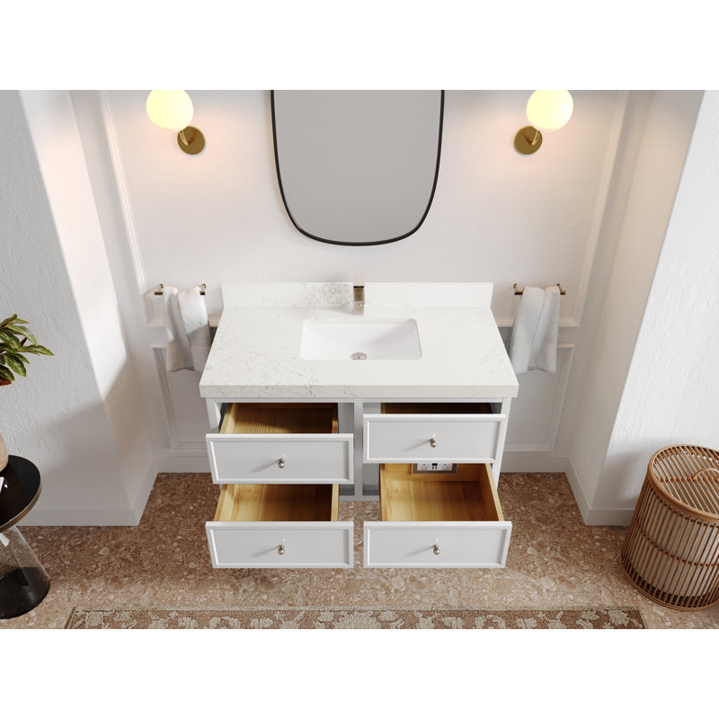 Meuble-lavabo simple 42 po avec plateau en quartz Vas