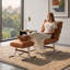Méridienne Mid-Century moderne en cuir d'inspiration Bauhaus avec pieds en repose-pieds chromés-1643604169