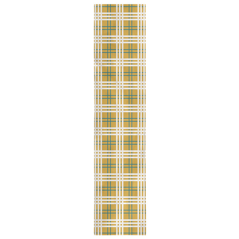 Paid Polyester Table Runner, 90" L x 16" W, Gold/Teal/White