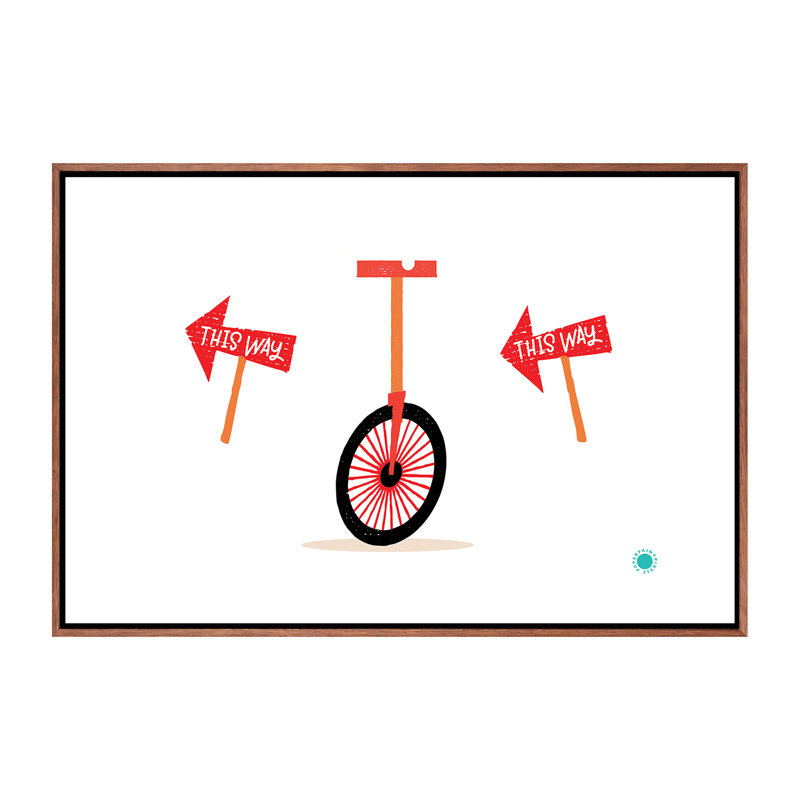 Monicycle - imprimé, Pas de tapis, Toile avec cadre brun, H 18 po x l 26 po x P 1,5 po