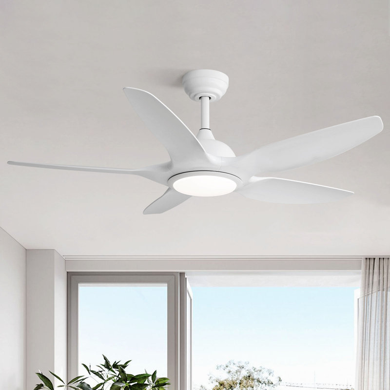 Lakenzie 48'' 5-Blade Modern Ceiling Fan with LED Light and Remote Control, White