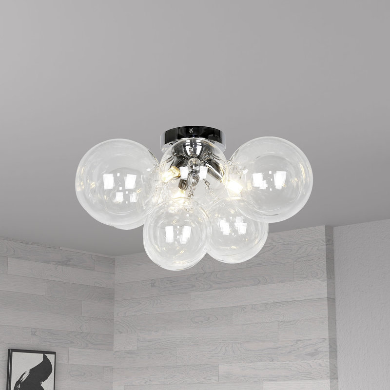 Marigny Glass Flush Mount, Clear, Polished Chrome