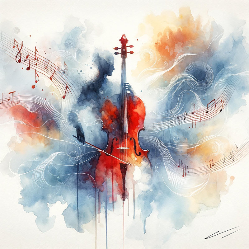 «Vibrant Symphony Violin» sur toile, H 12 po x l 12 po x P 1 po
