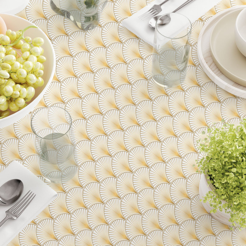 Cecilvale Round Geometric Cotton Twill Tablecloth