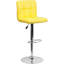 Tabouret de bar contemporain réglable en ajustable en vinyle matelassé avec base en chrome Ahlijah-29471285