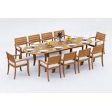7 Pcs Grade-A Teak Wood Dining Set: 118" Double Extension Oval Table And 6 Travota Stacking Arm Chairs #11TV2606